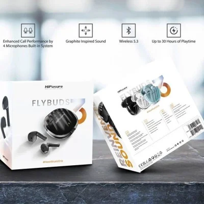 HiFuture - FlyBuds3 - True Wireless Earbuds - Charging Case - Black